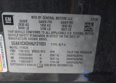 2017 Buick Enclave Premium from USA, damaged, VIN 5GAKVCKD8HJ121653